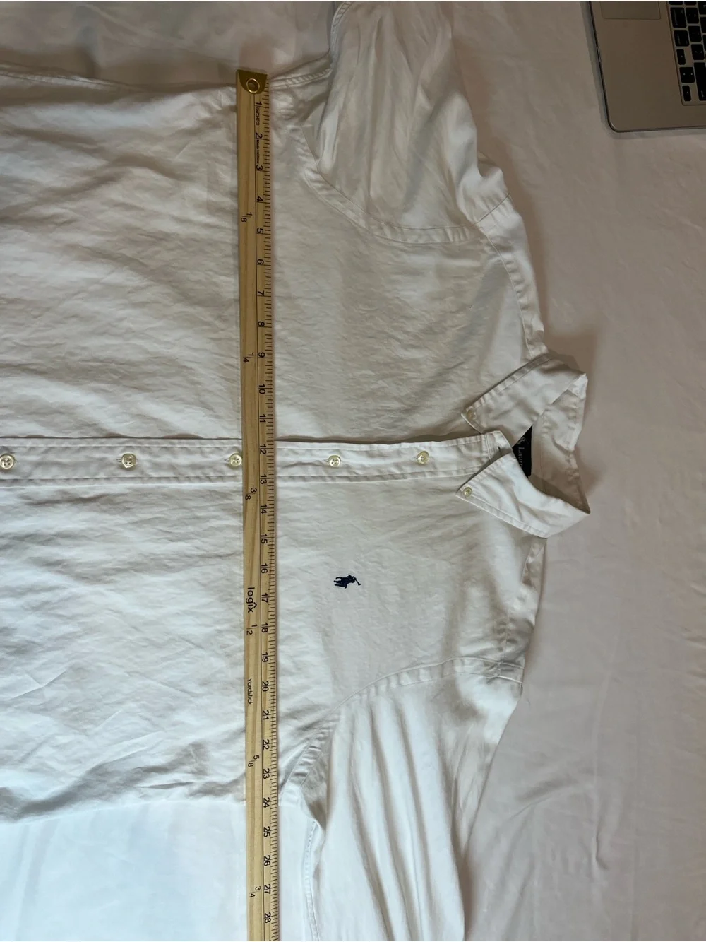 Polo Ralph Lauren Long Sleeve 100% Cotton Solid White Shirt Classic Fit Preppy